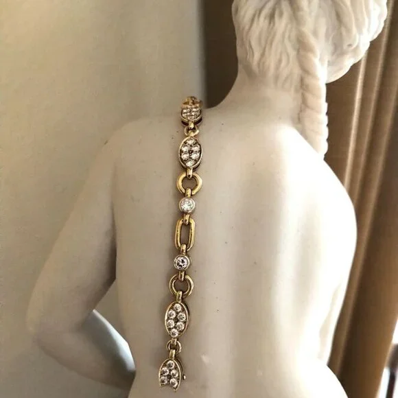 Tabbah Diamond 18K Gold Station Parisian Bracelet - Picture 10 of 13